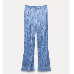Zara blue wrinkled pleated pants